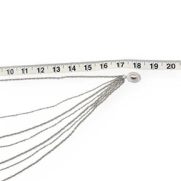 Avon Necklace Vintage Multi Strand Silver Tone Chains Layered Decorative Clasp - Picture 7 of 7